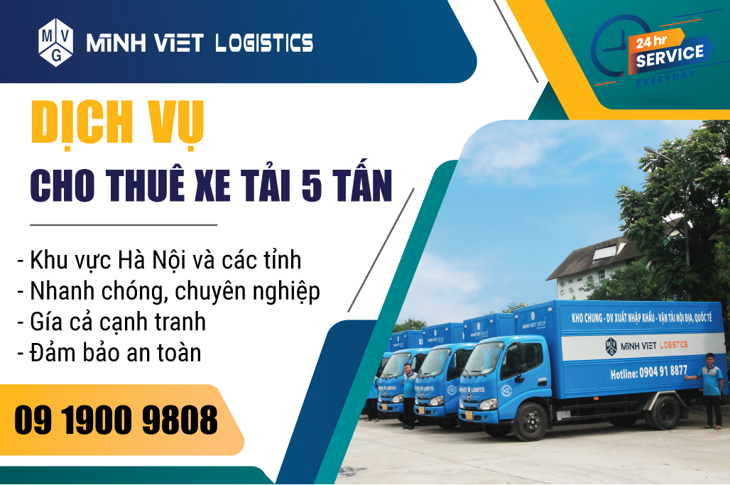 Minh Việt Logistics cung cấp dịch vụ cho thuê xe tải 5 tấn