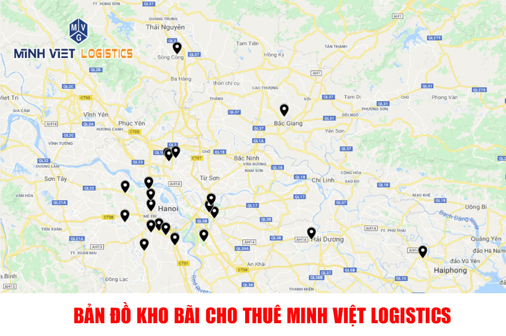 Kho bãi Minh Việt Logistics đặt tại các vị trí đắc địa, thuận lợi giao thông