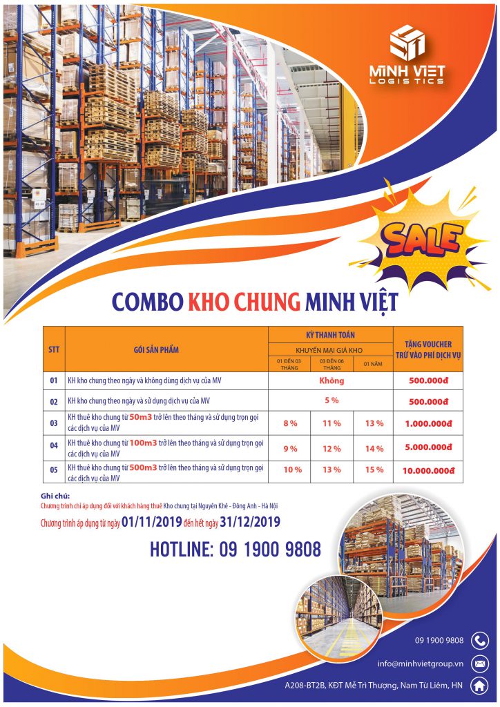 Khuyến mại lớn nhất năm 2019 cho KH thuê kho chung Nguyên Khê