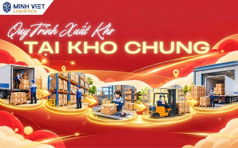 Toàn cảnh kho chung sạch và khô thoáng với hàng hóa được lưu trữ gọn gàng trên pallet