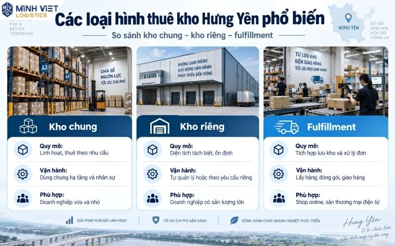 so sánh kho chung kho riêng và fulfillment tại Hưng Yên