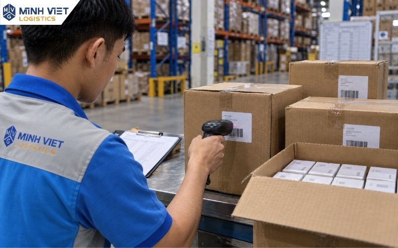 Nhân viên kiểm đếm hàng tồn kho theo từng chủ hàng