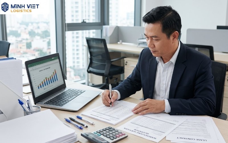 Doanh nghiệp rà soát báo giá và các khoản phụ phí trước khi ký hợp đồng thuê kho