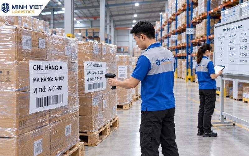 Nhận diện hàng hóa theo mã hàng và vị trí lưu trữ trong kho