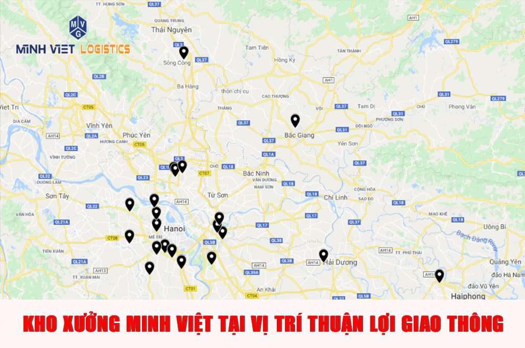 Kho xưởng Minh Việt Logistics nằm ở vị trí có hệ thống giao thông thuận tiện