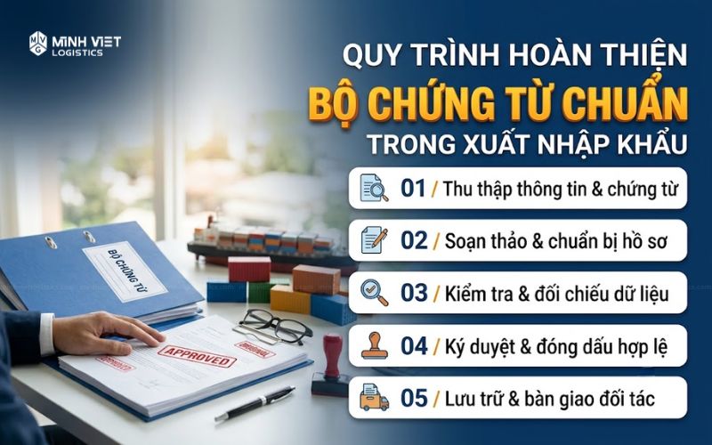Quy trình hoàn thiện bộ chứng từ chuẩn trong xuất nhập khẩu