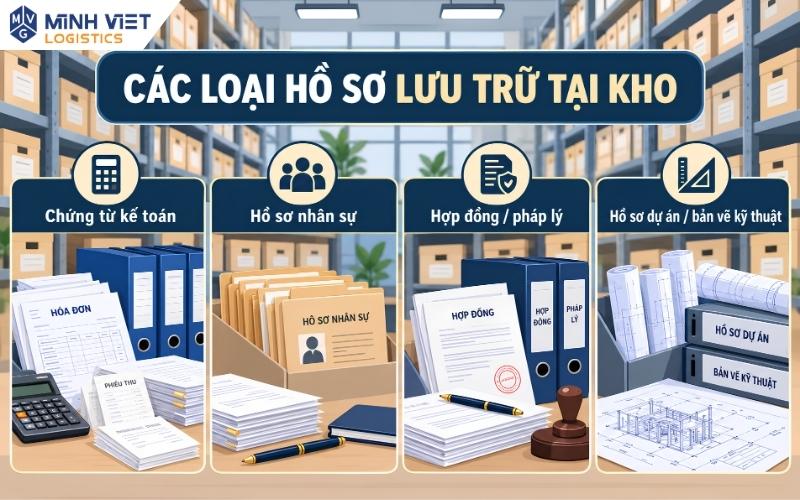Các nhóm hồ sơ thường được lưu trữ tại kho tài liệu