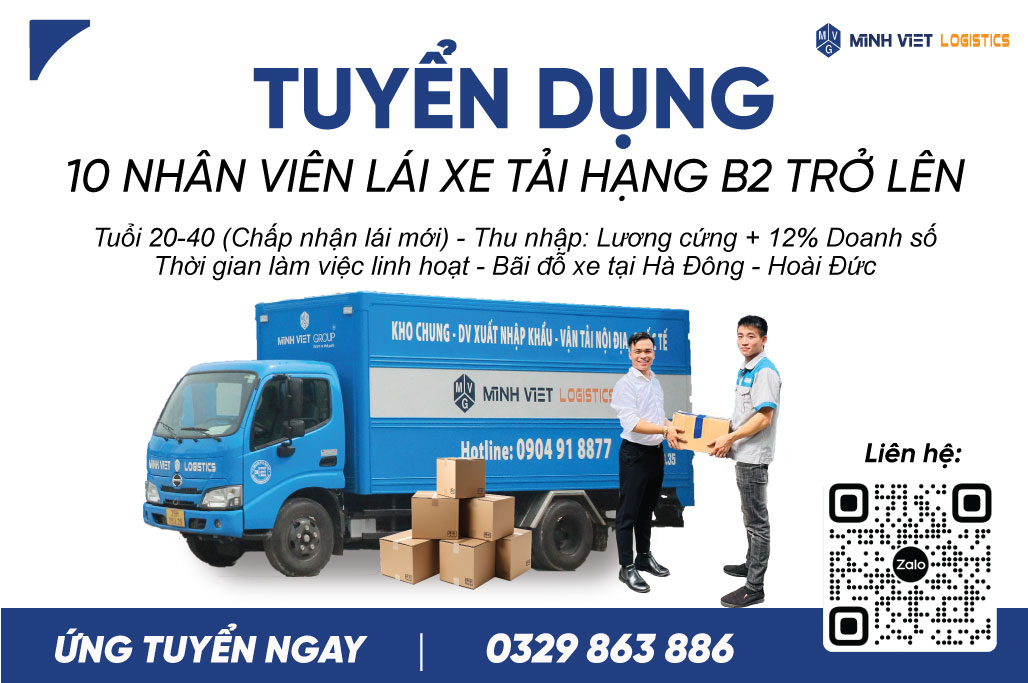 [HÀ NỘI] – ĐI LÀM NGAY – TUYỂN DỤNG 10 LÁI XE TẢI DỊCH VỤ